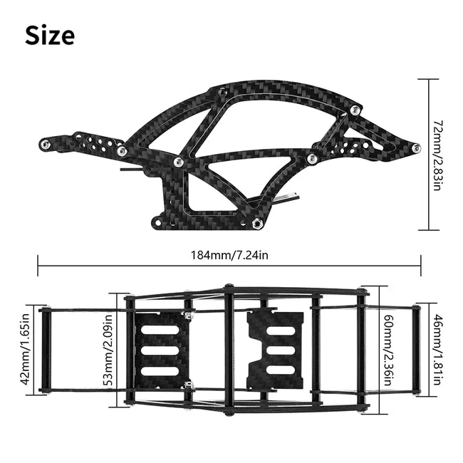 INJORA Kangaroo Carbon Fiber Chassis Frame Kit For 1/18 TRX4M - Image 13