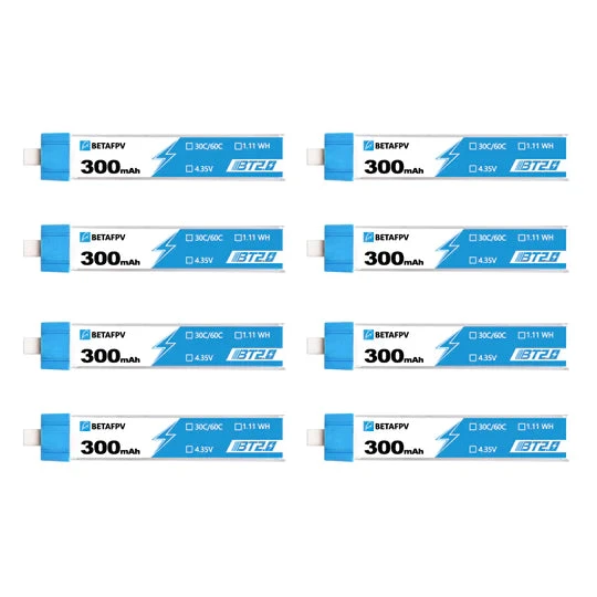 BetaFPV BT2.0 300mAh 1S 30C Battery (8PCS)