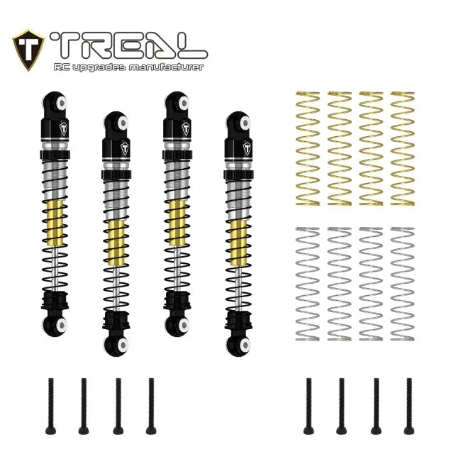 TREAL AX24 Shocks 53mm Aluminum Threaded Shock Adjustable Absorber Oil Damper Compatible With 1/24 Axial AX24 XC-1 Upgrades (BLACK)