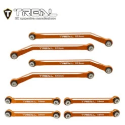 TREAL AX24 High Clearance Links (8P) CNC Machined Aluminum 7075 Compatible With Axial 1/24 AX24 XC-1 (ORANGE)