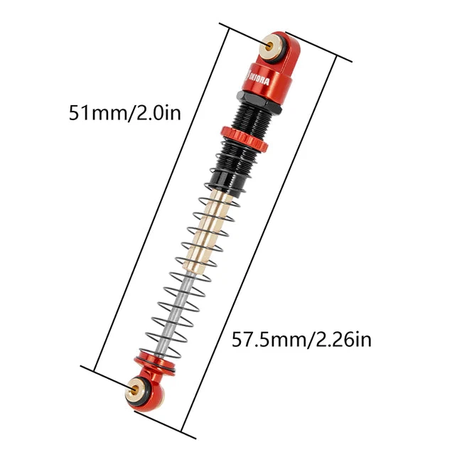 INJORA 51mm Aluminum Long Travel Threaded Double Barrel Shocks For Axial AX24 SCX24 (4pcs) - RED - Image 8