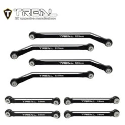 TREAL AX24 High Clearance Links (8P) CNC Machined Aluminum 7075 Compatible With Axial 1/24 AX24 XC-1 (BLACK)