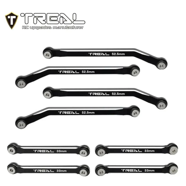 TREAL AX24 High Clearance Links (8P) CNC Machined Aluminum 7075 Compatible With Axial 1/24 AX24 XC-1 (BLACK)