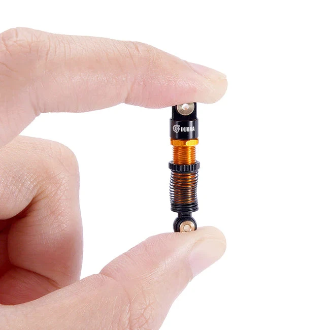 INJORA 51mm Aluminum Long Travel Threaded Double Barrel Shocks For Axial AX24 SCX24 (4pcs) - ORANGE - Image 4