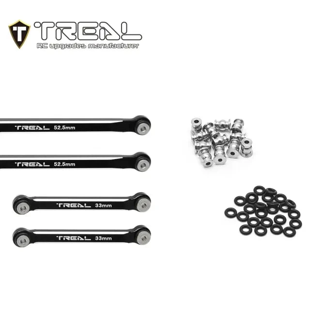TREAL AX24 High Clearance Links (8P) CNC Machined Aluminum 7075 Compatible With Axial 1/24 AX24 XC-1 (BLACK) - Image 2