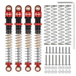 INJORA 51mm Aluminum Long Travel Threaded Double Barrel Shocks For Axial AX24 SCX24 (4pcs) - RED