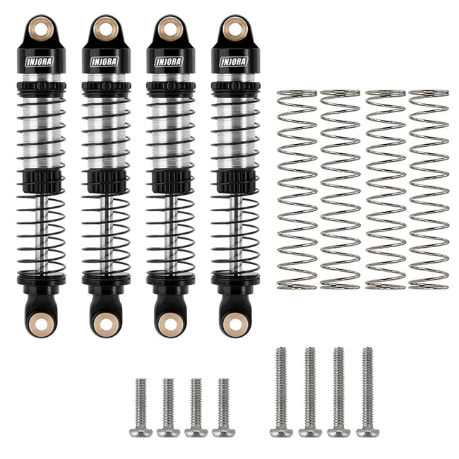 INJORA 59mm Long Threaded Oil Filled Shocks For 1/18 TRX4M (4pcs) - BLACK - Image 2