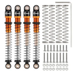 INJORA 51mm Aluminum Long Travel Threaded Double Barrel Shocks For Axial AX24 SCX24 (4pcs) - ORANGE