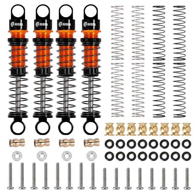 INJORA 45mm Aluminum Threaded Oil Shock Absorbers For 1/24 FMS FCX24 (4pcs) - ORANGE