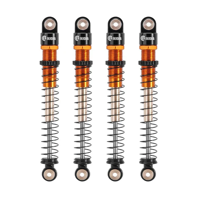 INJORA 51mm Aluminum Long Travel Threaded Double Barrel Shocks For Axial AX24 SCX24 (4pcs) - ORANGE - Image 2