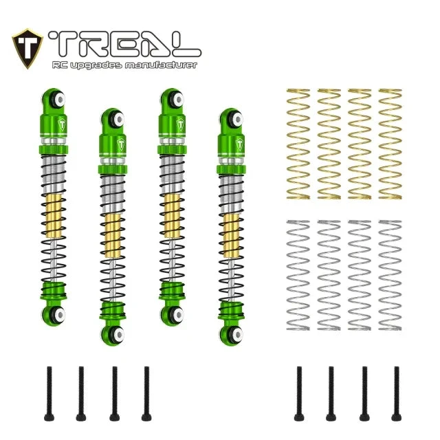 TREAL AX24 Shocks 53mm Aluminum Threaded Shock Adjustable Absorber Oil Damper Compatible With 1/24 Axial AX24 XC-1 Upgrades (GREEN)