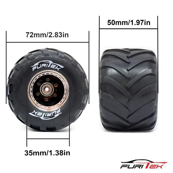 FURITEK MINI MONSTER TRUCK TIRE AND WHEEL RIM FOR 1/24TH AND 1/18TH - Image 2