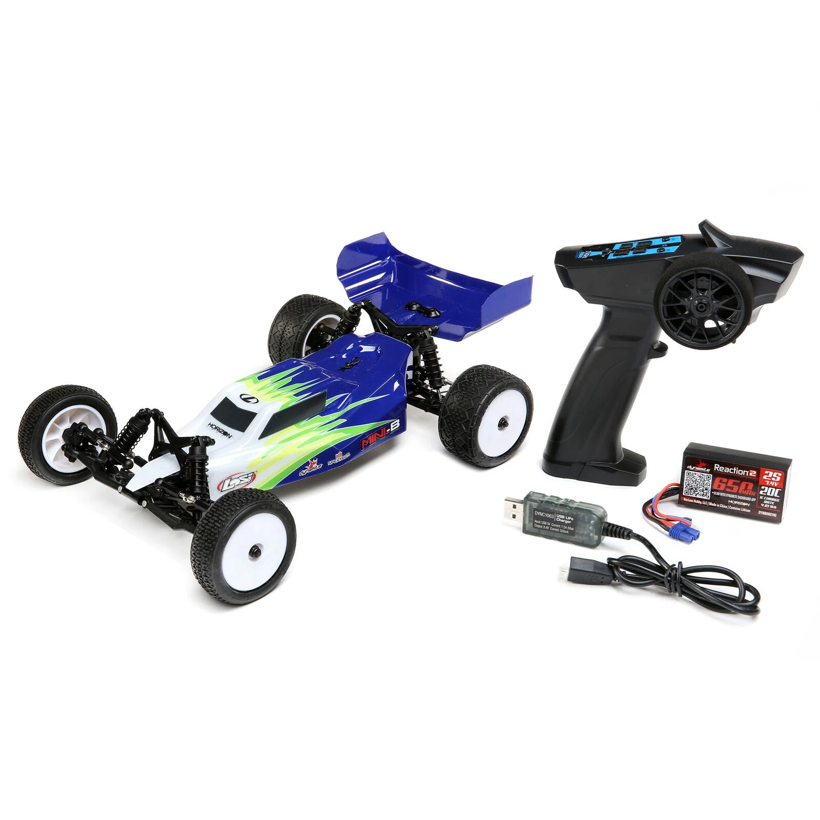 Losi 1/16 Mini-B 2WD Buggy Brushed RTR - Blue/White - Image 17