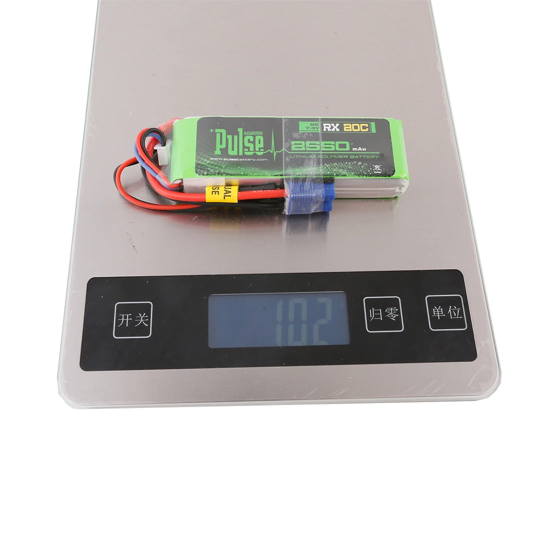 PULSE 2S 2550mAh 20C 7.4V RX LiPo Battery - Image 4