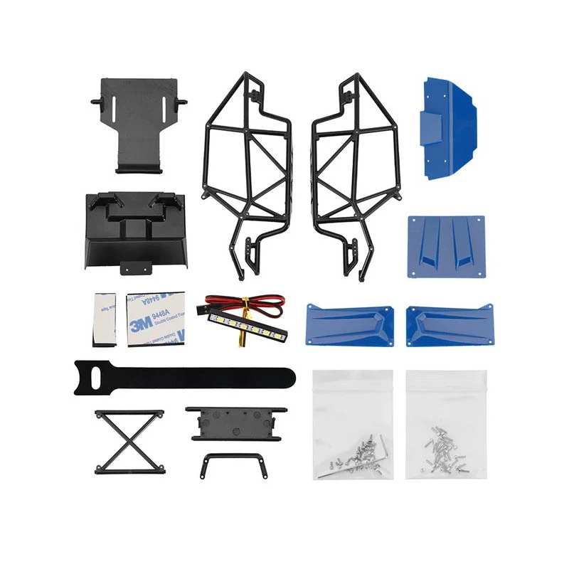 INJORA Nylon Rock Buggy Roll Cage Body Shell Chassis Kit For 1/24 SCX24 Chevrolet Jeep Wrangler Bronco - Blue - Image 4