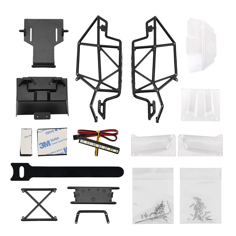 INJORA Nylon Rock Buggy Roll Cage Body Shell Chassis Kit For 1/24 SCX24 Chevrolet Jeep Wrangler Bronco - Clear - Image 3