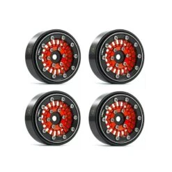 Treal 1.0'' Beadlock Wheels (4pcs) For 1/24 Micro RC SCX24 Bronco Gladiator C10 Deadbolt -Type C (Red)