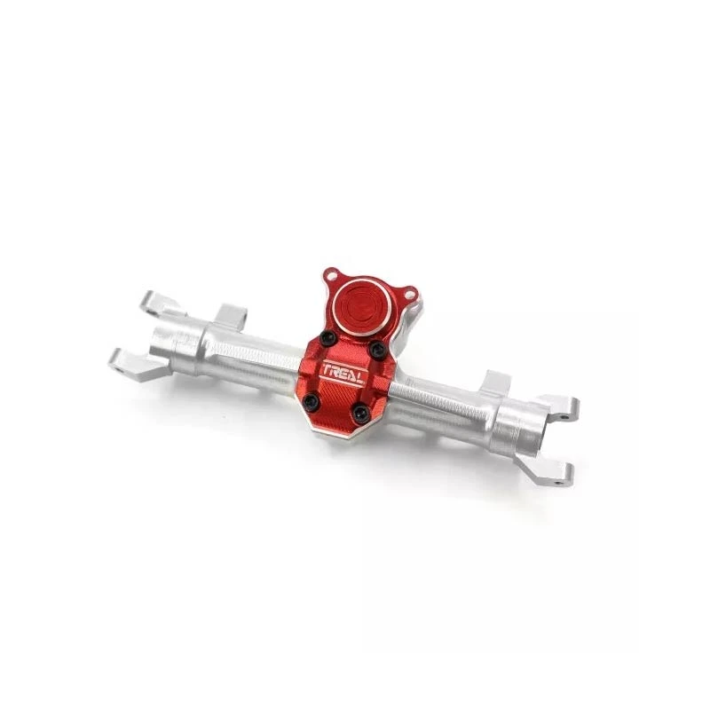 Treal Front Axle Housing Alu 7075 Diff Housing For Axial SCX24 Deadbolt C10 Jeep Betty Gladiator (Silver-Red)