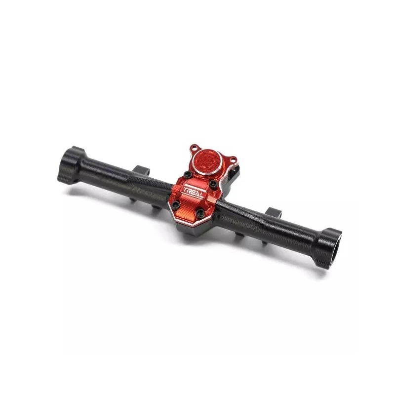 Treal Rear Axle Housing Alu 7075 Diff Housing For Axial SCX24 Deadbolt C10 Jeep Betty Gladiator (Black-Red)