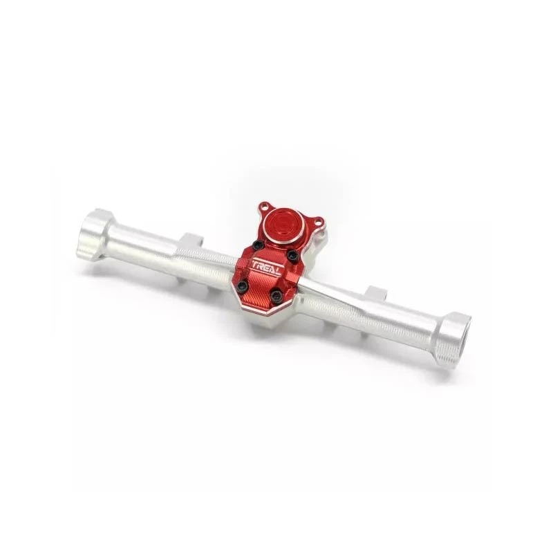 Treal Rear Axle Housing Alu 7075 Diff Housing For Axial SCX24 Deadbolt C10 Jeep Betty Gladiator (Silver-Red)