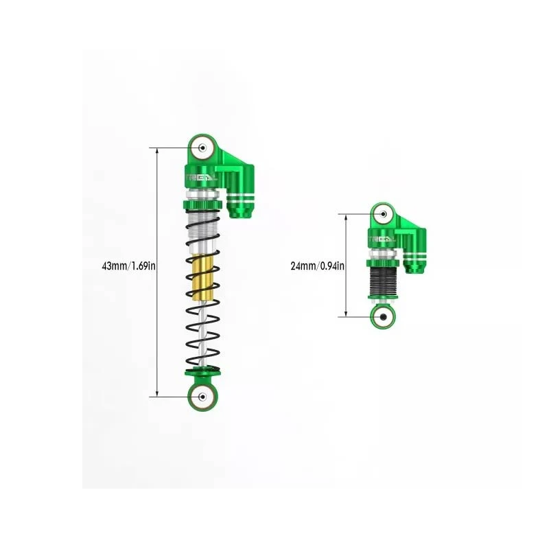 Treal 43mm Tele Shock Vibration Damper For 1/24 Axial SCX24 Bronco Gladiator C10 Deadbolt (Green) - Image 2