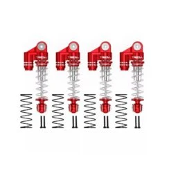 Treal Alu Shocks Threaded 32mm (4pcs) For Axial SCX24 1/24 Deadbolt C10 Gladitor Bronco Truck (Red)
