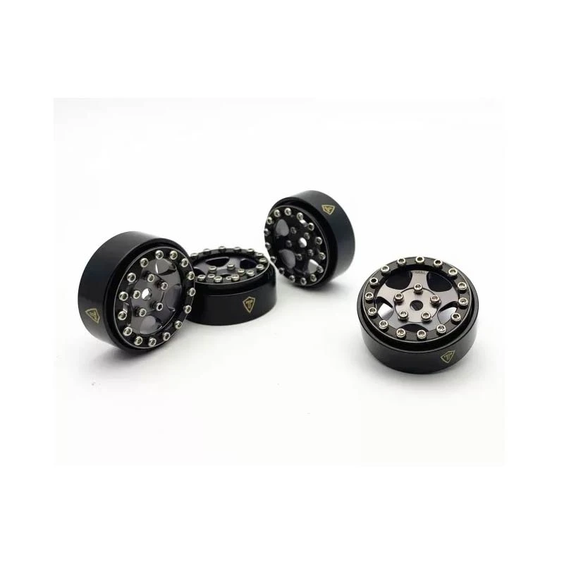 Treal Axial SCX24 1.0 Beadlock Wheels (4pcs) W/ Brass Rings B Type (Black-Grey)