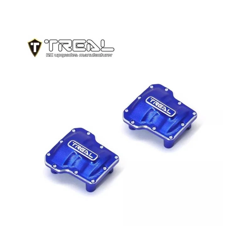 Treal Alu 7075 Axle Diff Covers CNC Machined Upgrades For 1/18 TRX-4M (Blue)