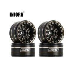 INJORA 1.0" Black Brass Beadlock Wheel Rims Deep Dish Negative Offset 3.15mm For 1/24 RC Crawlers (4)