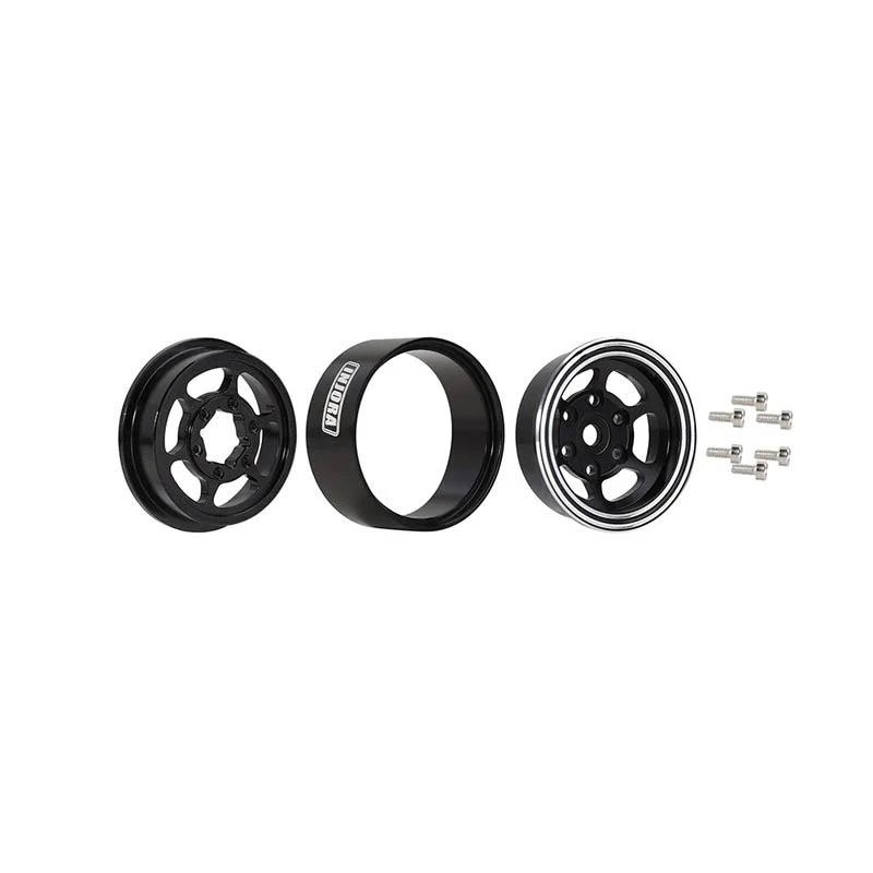 INJORA 1.0" 6-Spoke CNC Aluminum Beadlock Wheel Rim For 1/24 RC Crawlers (4) - Image 2