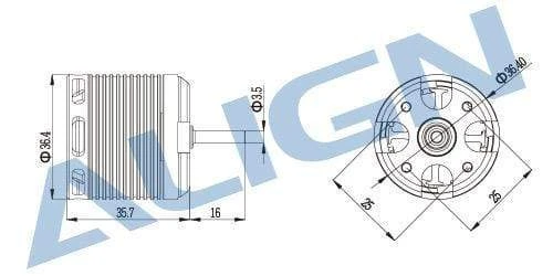 Align 470MX Brushless Motor (1800KV/2818) - Image 4
