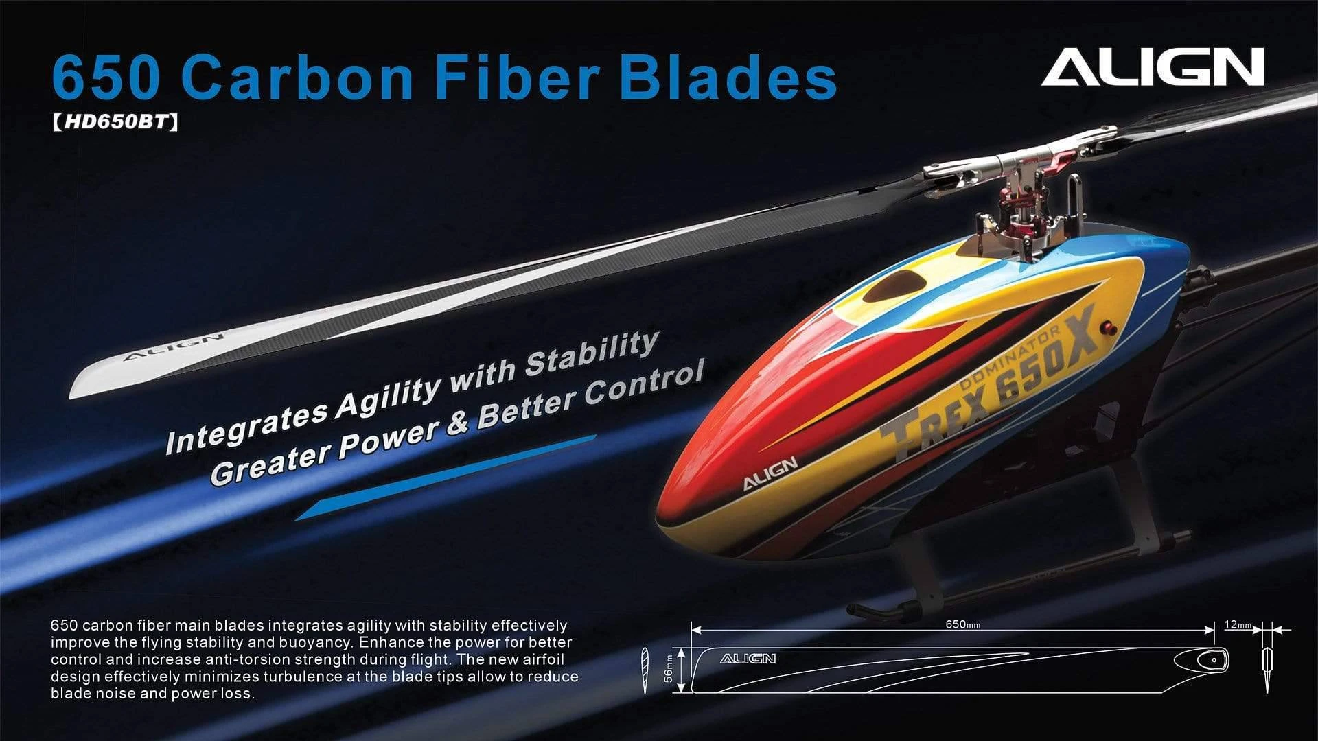 Align 650 Carbon Fiber Blades - Image 3