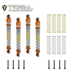 TREAL AX24 Shocks 53mm Aluminum Threaded Shock Adjustable Absorber Oil Damper Compatible With 1/24 Axial AX24 XC-1 Upgrades (ORANGE)