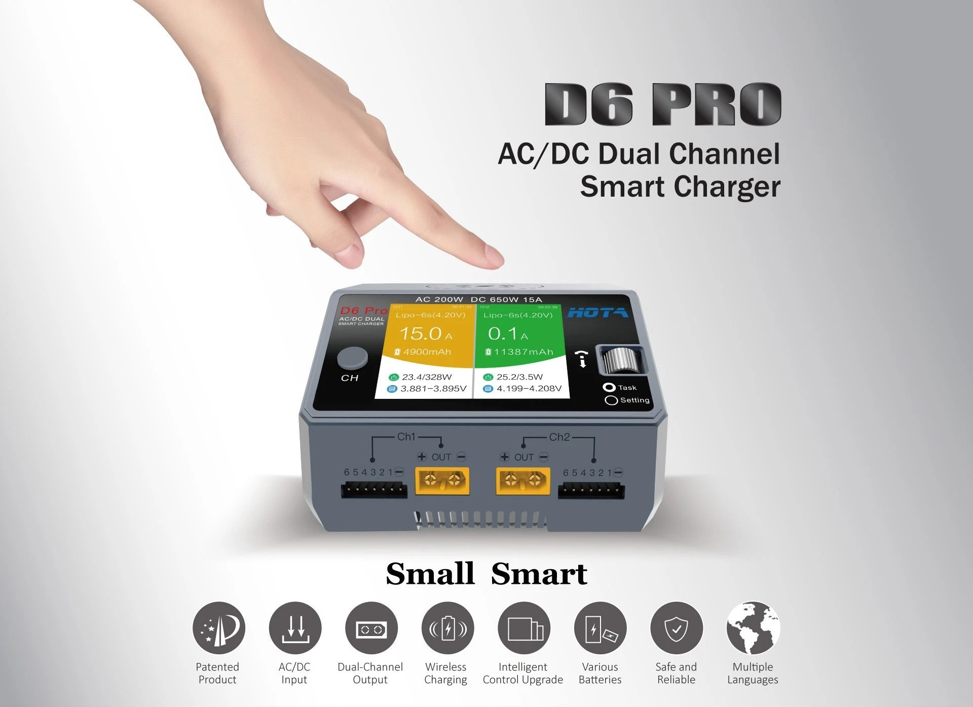 HOTA D6 Pro Wireless AC/DC Charger - Transparent Green - Image 2