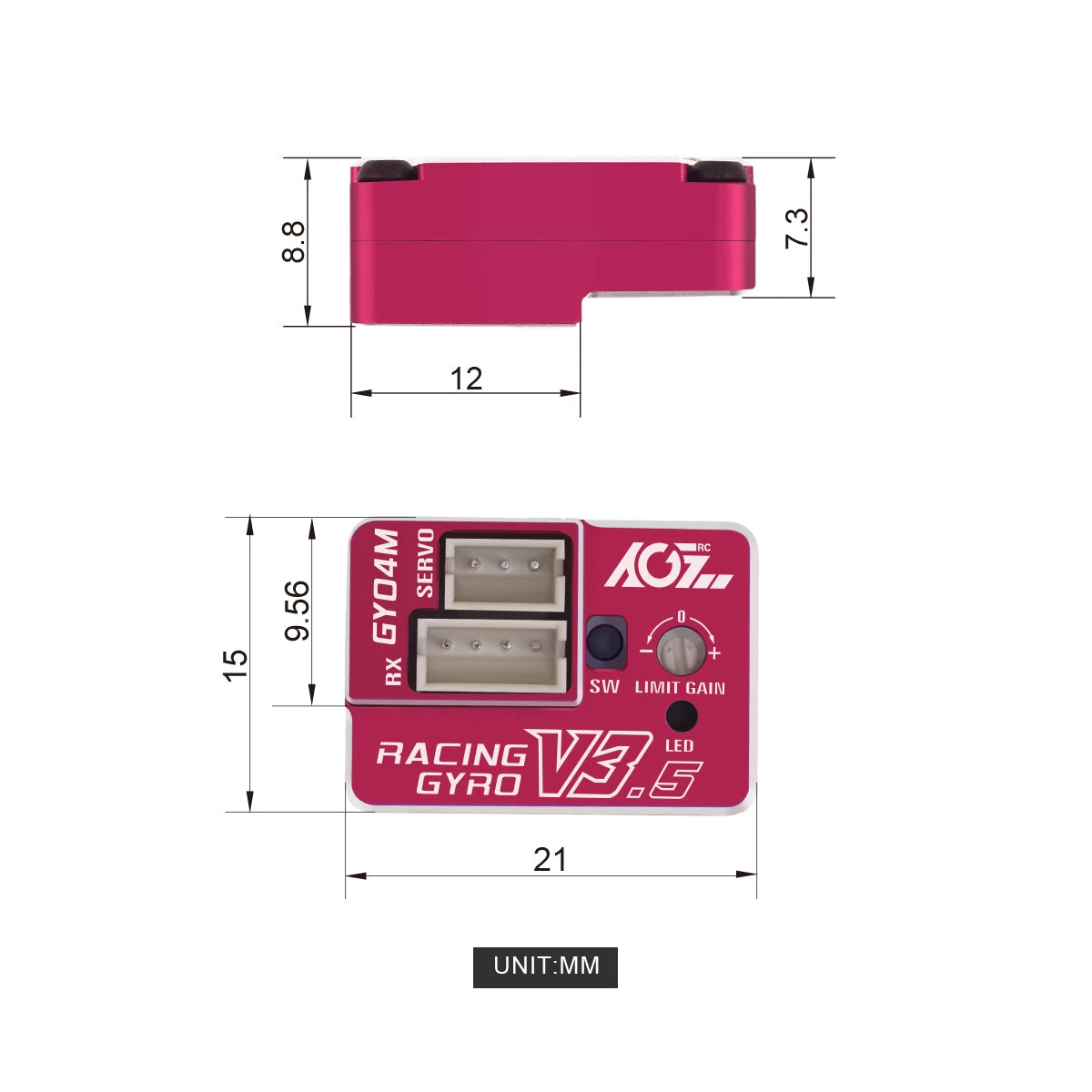 AGFRC GY04M V3.5 4G Super Light Weight CNC Steering Gyro For Mini Z / Drift Racing Cars - RED - Image 3