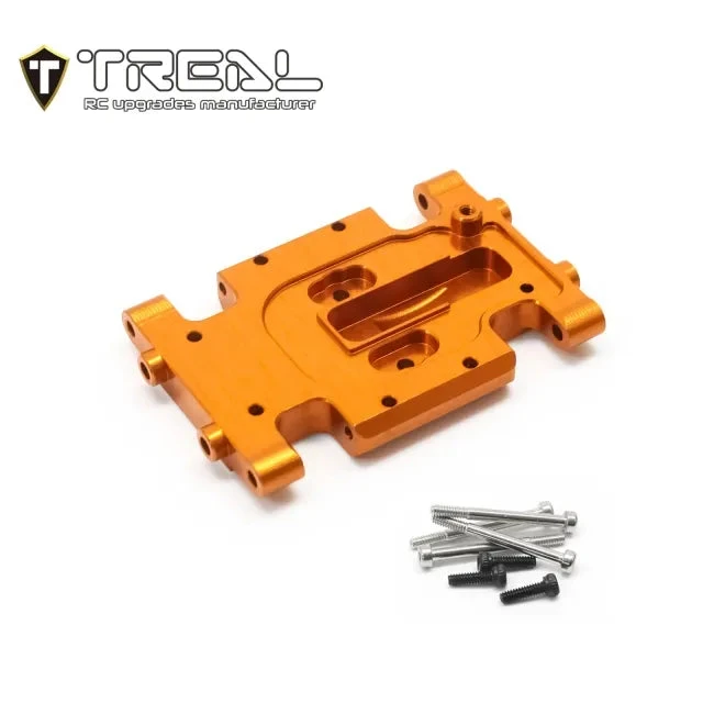 TREAL Aluminum 7075 Center Skid Plate CNC Machined Upgrdes Compatible With 1/24 Axial AX24 (ORANGE) - Image 2