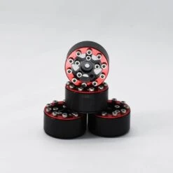Hobby Details Axial SCX24 CNC Aluminum Screws-Style Beadlock Wheels 4pcs/set Dia 28mm, Height 14.5mm B. Red
