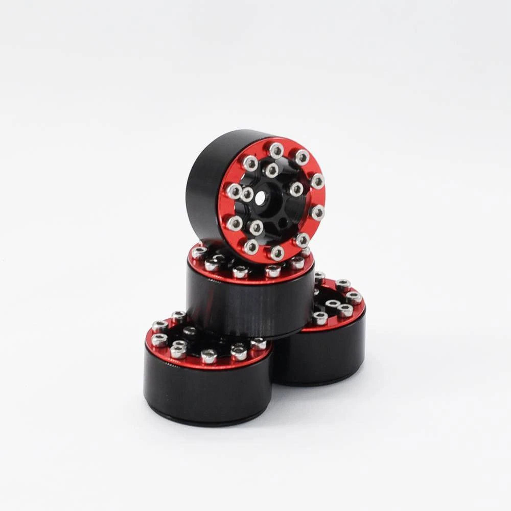 Hobby Details Axial SCX24 CNC Aluminum Screws-Style Beadlock Wheels 4pcs/set Dia 28mm, Height 14.5mm B. Red - Image 2