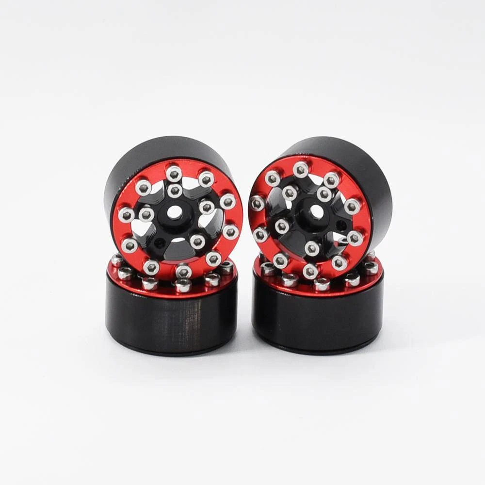 Hobby Details Axial SCX24 CNC Aluminum Screws-Style Beadlock Wheels 4pcs/set Dia 28mm, Height 14.5mm B. Red - Image 4