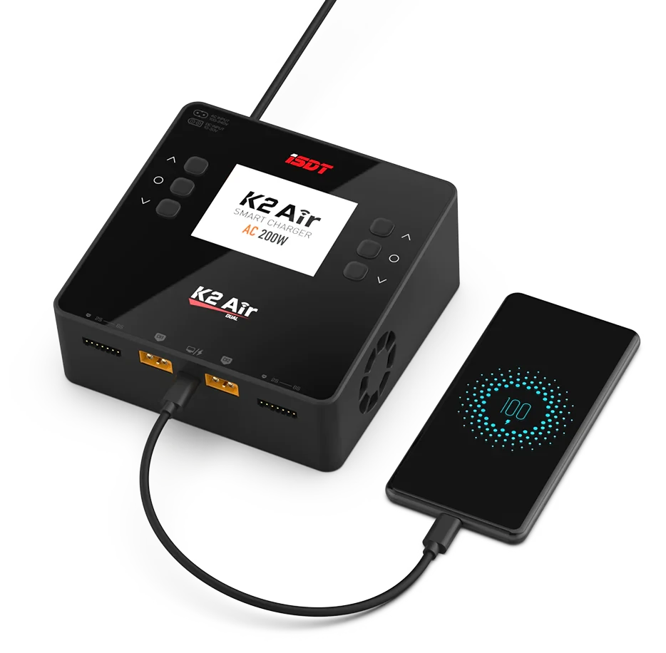 ISDT K2 Air AC 200W DC 1000W 20A Dual Channel Balance Lipo Charger - Image 3
