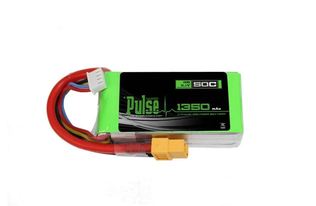 PULSE 1350mAh 50C 11.1V 3S LiPo Battery - XT60 Connector