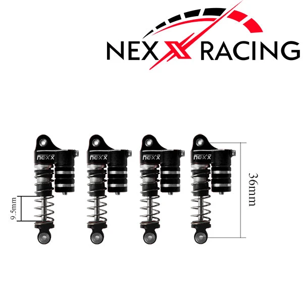 Nexx Racing Reservoir Shock (4 Pcs) For 1/24 SCX24 - BLACK