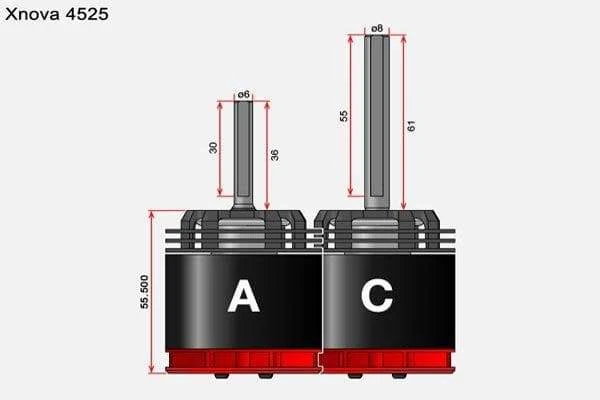 Xnova XTS 4525-560KV YY Brushless Motor Thick Wire - Shaft A - Image 3